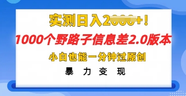 2025抖音1000个野路子信息差最新玩法,一分钟过原创,暴力变现月入几k-轻创资源网