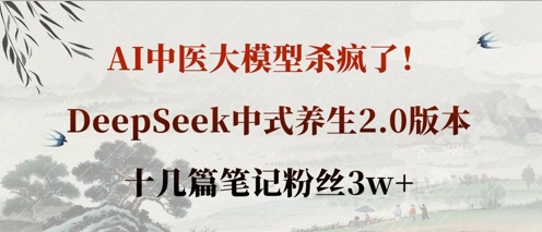 AI中医大模型杀疯了！DeepSeek中式养生2.0版本，十几篇笔记粉丝3w+-轻创资源网