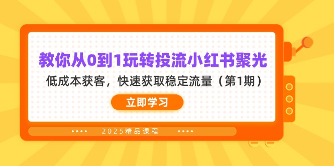(14260期)教你从0到1玩转投流小红书聚光,低成本获客,快速获取稳定流量(第1期)-轻创资源网