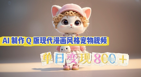 AI制作Q版现代漫画风格宠物视频,单日变现几张-轻创资源网