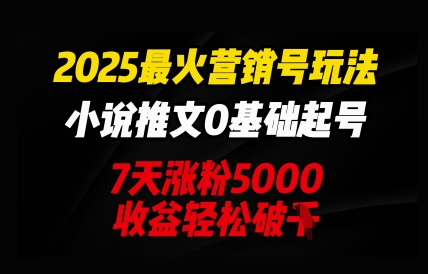 2025最火营销号玩法：小说推文0基础起号，7天涨粉5000，收益轻松破k-轻创资源网